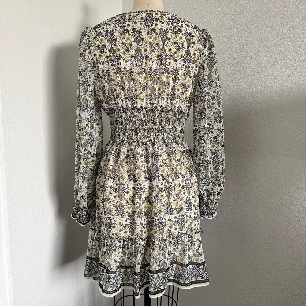 Max Studio | NWOT BOHO Style Long Sleeve Smocked Waist Fit & Flare Dress Size XS - Picture 3 of 9